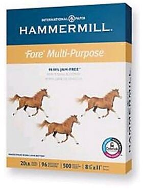 Hammermill Fore 3-Hole Punched 8.5" x 11" Multipurpose Paper, 24 lbs. 96 Brightness, 500 Sheets/Ream (101287)