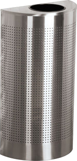 Rubbermaid Half Round Waste Receptacle, 12 Gallon, Silver Metallic, 32"H x 18"W x 9"D (FGSH12EPLSM)