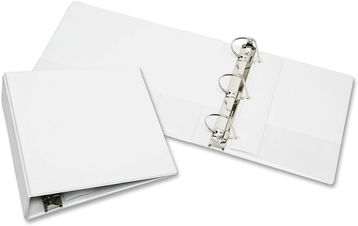 AbilityOne SKILCRAFT Heavy Duty 4" 3-Ring View Binders, Slant Ring, White (NSN4950696)