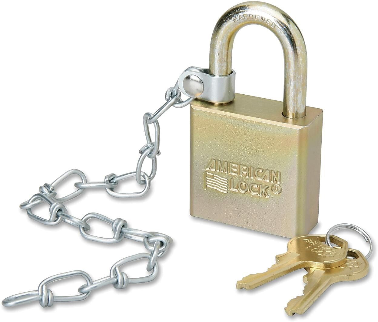 AbilityOne Padlock With Attached Chain, 1 3/4" Width, Steel (5340015881010)