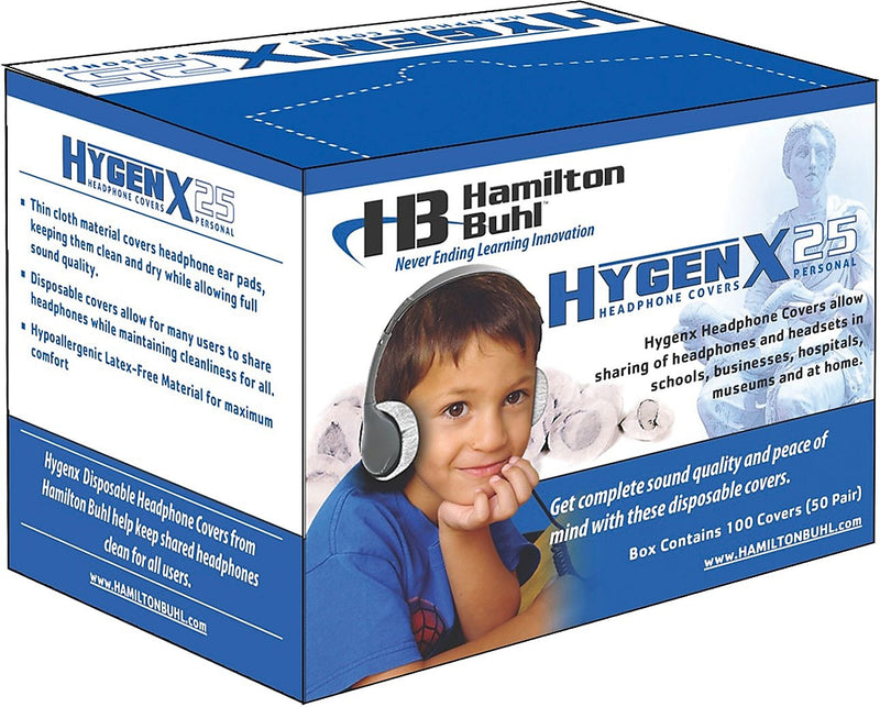 Hamilton Buhl HygenX Disposable Headphone Covers, Black, 50 Pairs/Box (HYGENX25)