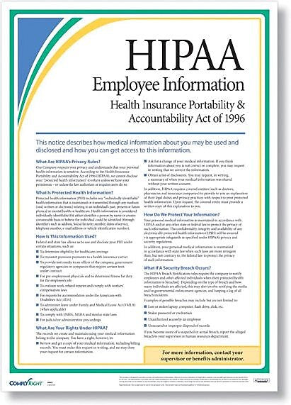 ComplyRight HIPAA Employee Information Poster (AR0953)