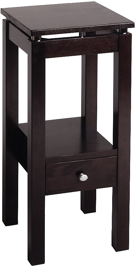 Winsome Linea 29.49" x 13.3" x 13.3" Composite Wood Phone Stand With Chrome Accent, Dark Brown (92714)