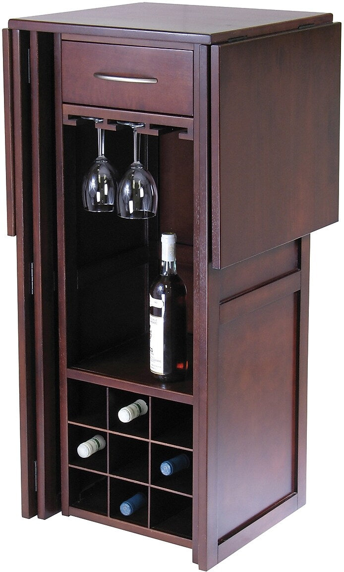 Winsome Newport 40.16" x 50" x 17.87" Wood Expandable Counter Wine Bar, Antique Walnut