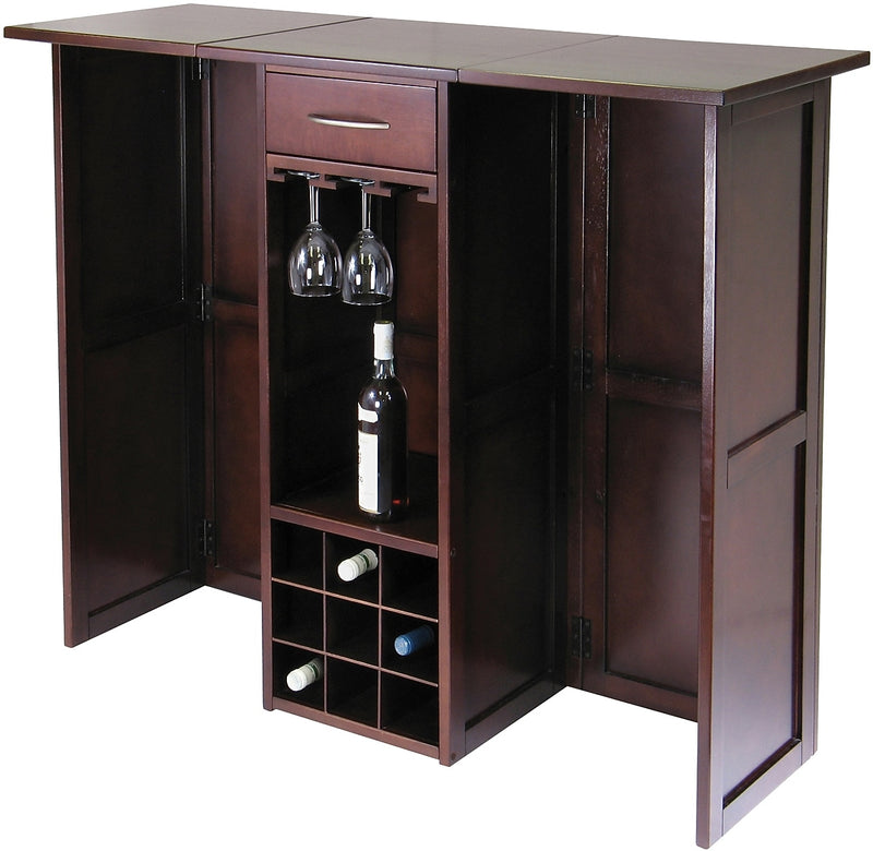Winsome Newport 40.16" x 50" x 17.87" Wood Expandable Counter Wine Bar, Antique Walnut