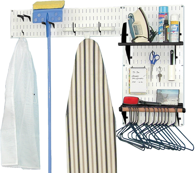 Wall Control Laundry Room & Pantry Organizer Storage Kit,  White Tool Board and Black Accessories (10-LAU-200 WB)