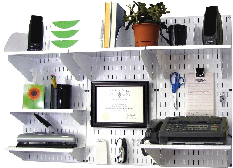 Wall Control Desk and Office Craft Center Organizer Kit, White Tool Board and White Accessories