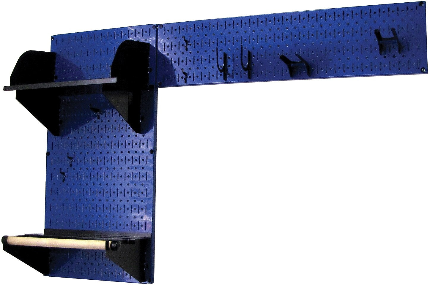 Wall Control Garden Tool Storage Organizer Pegboard Kit, Blue Tool Board and Black Accessories