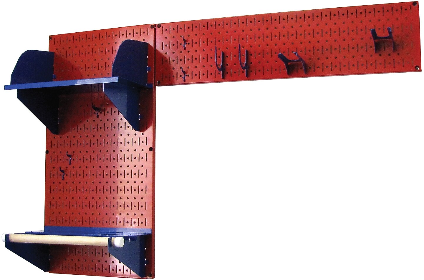 Wall Control Garden Tool Storage Organizer Pegboard Kit, Red Tool Board and Blue Accessories