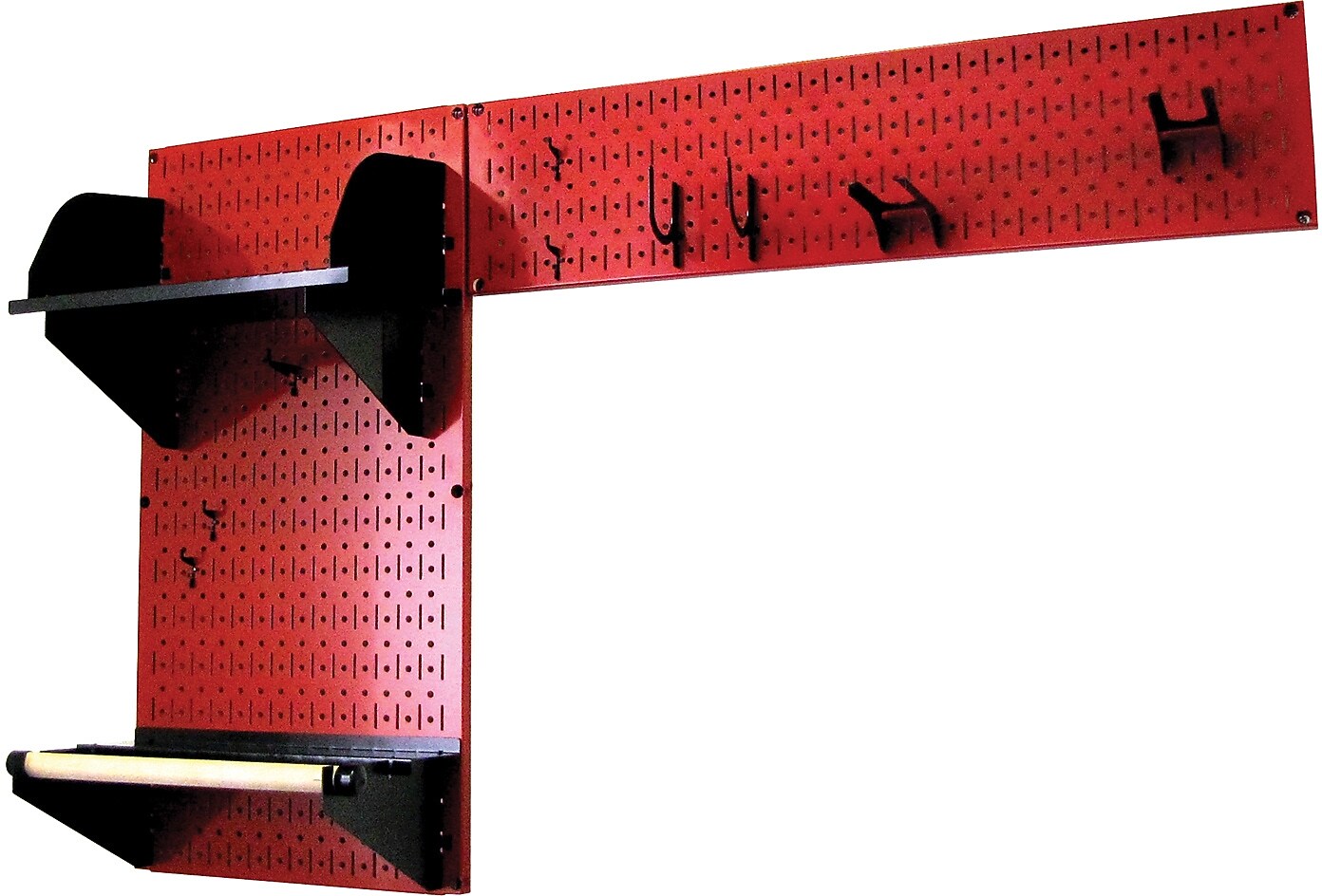 Wall Control Garden Tool Storage Organizer Pegboard Kit, Red Tool Board and Black Accessories