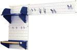 Wall Control Garden Tool Storage Organizer Pegboard Kit, White Tool Board and Blue Accessories