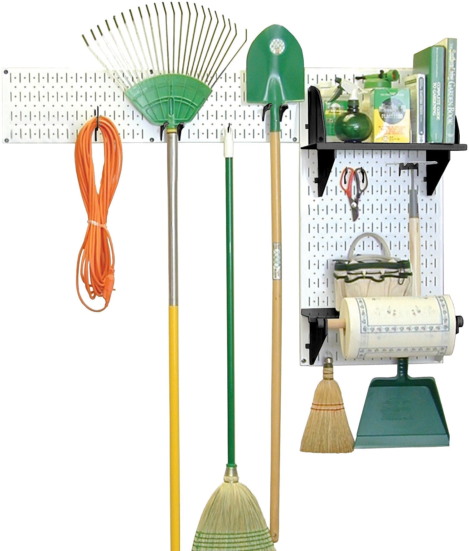 Wall Control Garden Tool Storage Organizer Pegboard Kit, White/Black