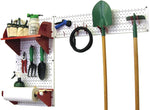 Wall Control Garden Tool Storage Organizer Pegboard Kit, White Tool Board and Red Accessories