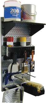 Wall Control Metal Pegboard Paint Supply Storage Kit, Galvanized Tool Board and Black Accessories