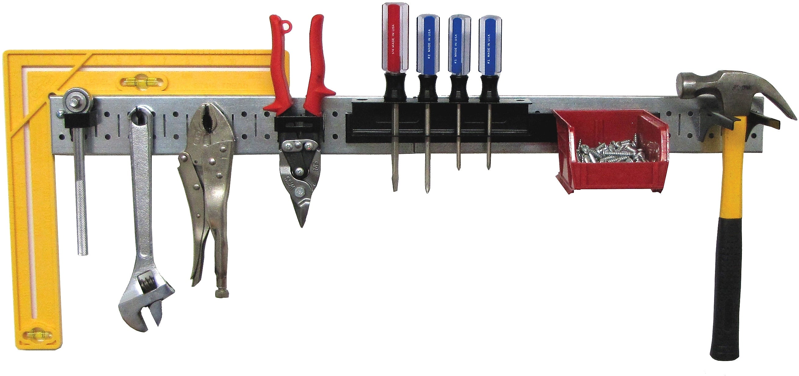 Wall Control Tool Rack Metal Pegboard Tool Strip Kit, Galvanized Strips and Black Accessories