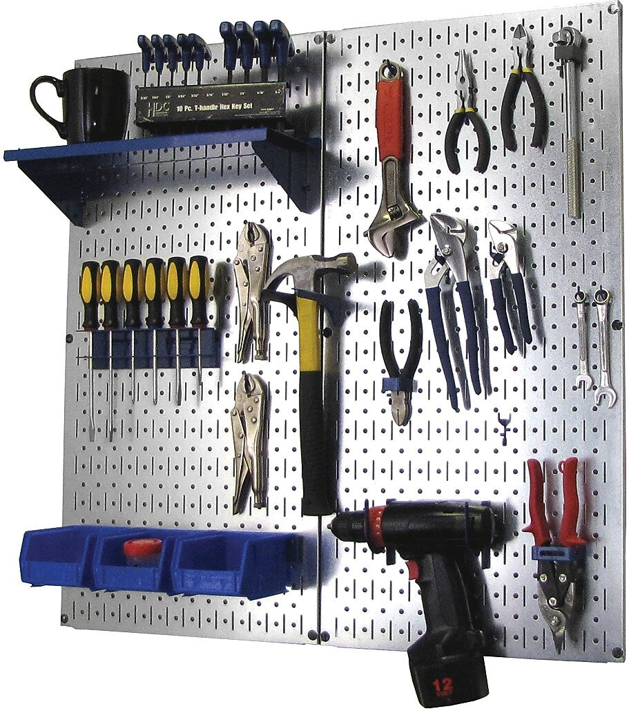 Wall Control Metal Pegboard Utility Tool Storage Kit (30-WGL-200 GVBU)