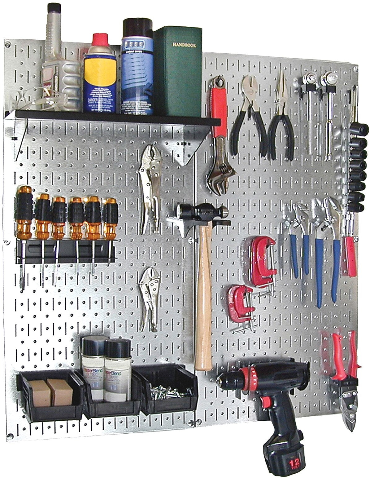 Wall Control Metal Pegboard Utility Tool Storage Kit, Galvanized Pegboard and Black Accessories