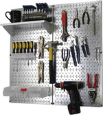 Wall Control Metal Pegboard Utility Tool Storage Kit, Galvanized Pegboard and White Accessories
