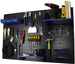 Wall Control 4' Metal Pegboard Standard Workbench Kit, Black Tool Board and Blue Accessories