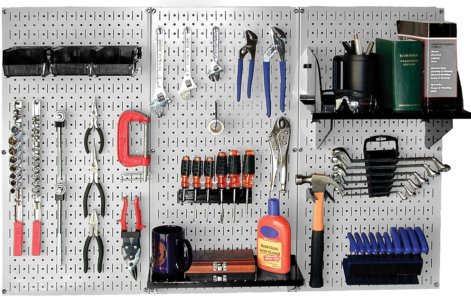 Wall Control 4' Metal Pegboard Standard Workbench Kit, Gray Tool Board and Black Accessories