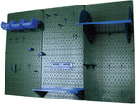 Wall Control 4' Metal Pegboard Standard Workbench Kit, Green Tool Board and Blue Accessories