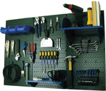 Wall Control 4' Metal Pegboard Standard Workbench Kit, Green Tool Board and Blue Accessories
