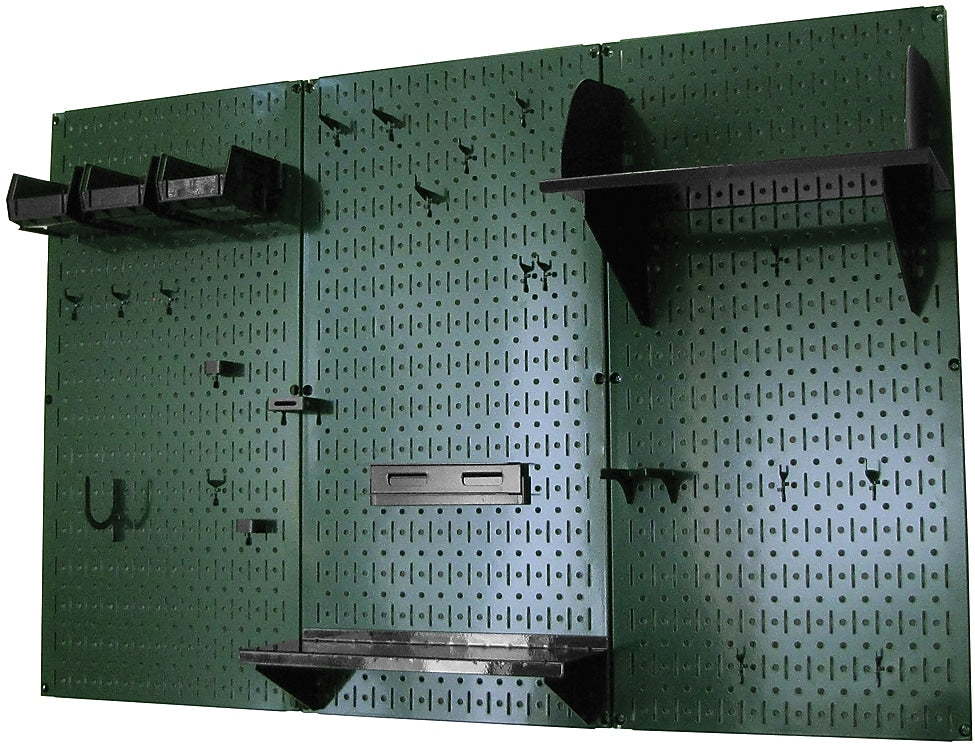 Wall Control 4' Metal Pegboard Standard Workbench Kit, Green Tool Board and Black Accessories