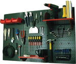 Wall Control 4' Metal Pegboard Standard Workbench Kit, Green Tool Board and Red Accessories