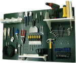 Wall Control 4' Metal Pegboard Standard Workbench Kit, Green Tool Board and White Accessories