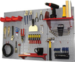 Wall Control 4' Metal Pegboard Standard Workbench Kit, Gray Tool Board and Red Accessories