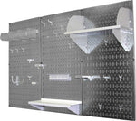 Wall Control 4' Metal Pegboard Standard Workbench Kit, Galvanized Tool Board and White Accessories