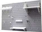 Wall Control 4' Metal Pegboard Standard Workbench Kit, Gray Tool Board and White Accessories