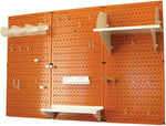 Wall Control 4' Metal Pegboard Standard Workbench Kit, Orange Tool Board and White Accessories