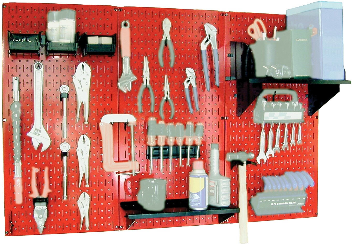Wall Control 4' Metal Pegboard Standard Workbench Kit, Red Tool Board and Black Accessories