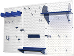 Wall Control 4' Metal Pegboard Standard Workbench Kit, White Tool Board and Blue Accessories