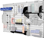 Wall Control 4' Metal Pegboard Standard Workbench Kit, White Tool Board and Black Accessories