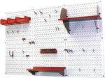 Wall Control 4' Metal Pegboard Standard Workbench Kit, White Tool Board and Red Accessories
