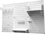 Wall Control 4' Metal Pegboard Standard Workbench Kit, White Tool Board and White Accessories