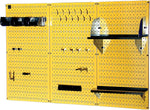 Wall Control 4' Metal Pegboard Standard Workbench Kit, Yellow Tool Board and Black Accessories