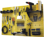 Wall Control 4' Metal Pegboard Standard Workbench Kit, Yellow Tool Board and Black Accessories