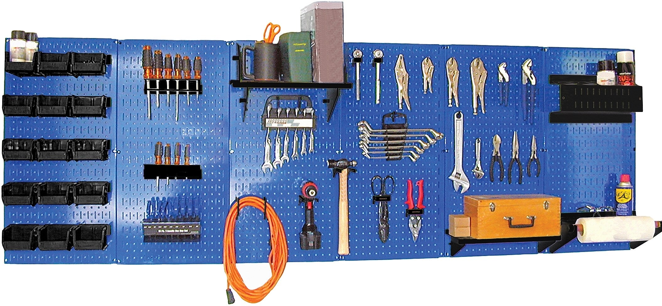 Wall Control 8' Metal Pegboard Master Workbench Kit, Blue Tool Board and Black Accessories