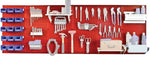 Wall Control 8' Metal Pegboard Master Workbench Kit, Red Tool Board and White Accessories
