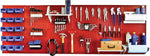 Wall Control 8' Metal Pegboard Master Workbench Kit, Red Tool Board and White Accessories