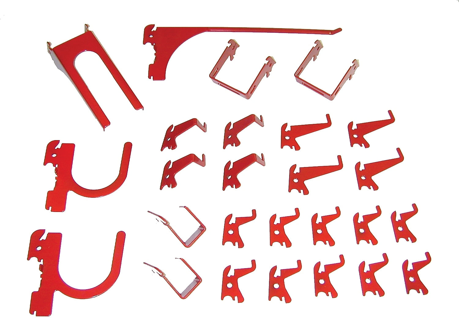 Wall Control Deluxe Metal Pegboard Hook Kit, Red