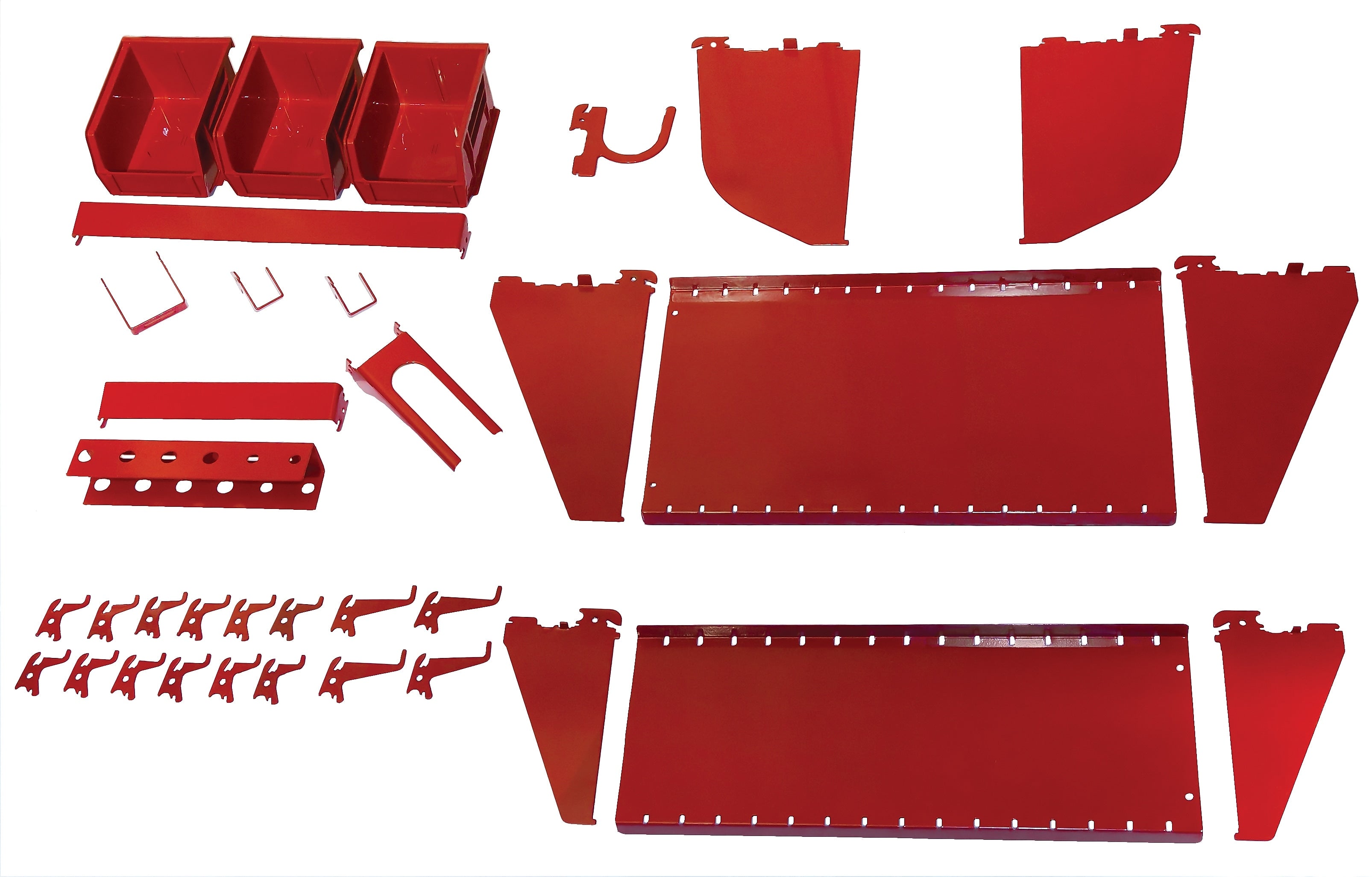 Wall Control Slotted Tool Board Workstation Accessory Kit, Red