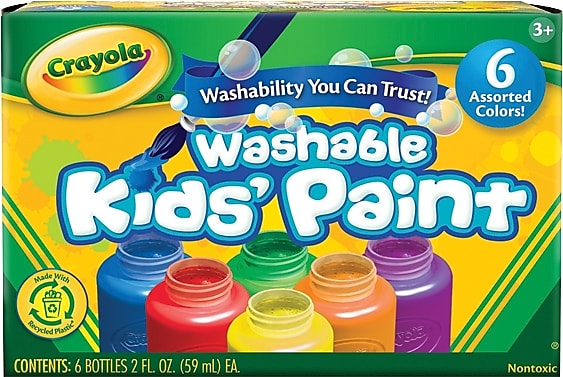 Crayola Washable Kid's Paint, Multicolor, 6/Pack (54-1204)