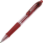 AbilityOne Vista Retractable Rubber Grip Gel Pen, Medium Point, 0.7 mm, Red Ink / Clear Barrel, 12/Pk