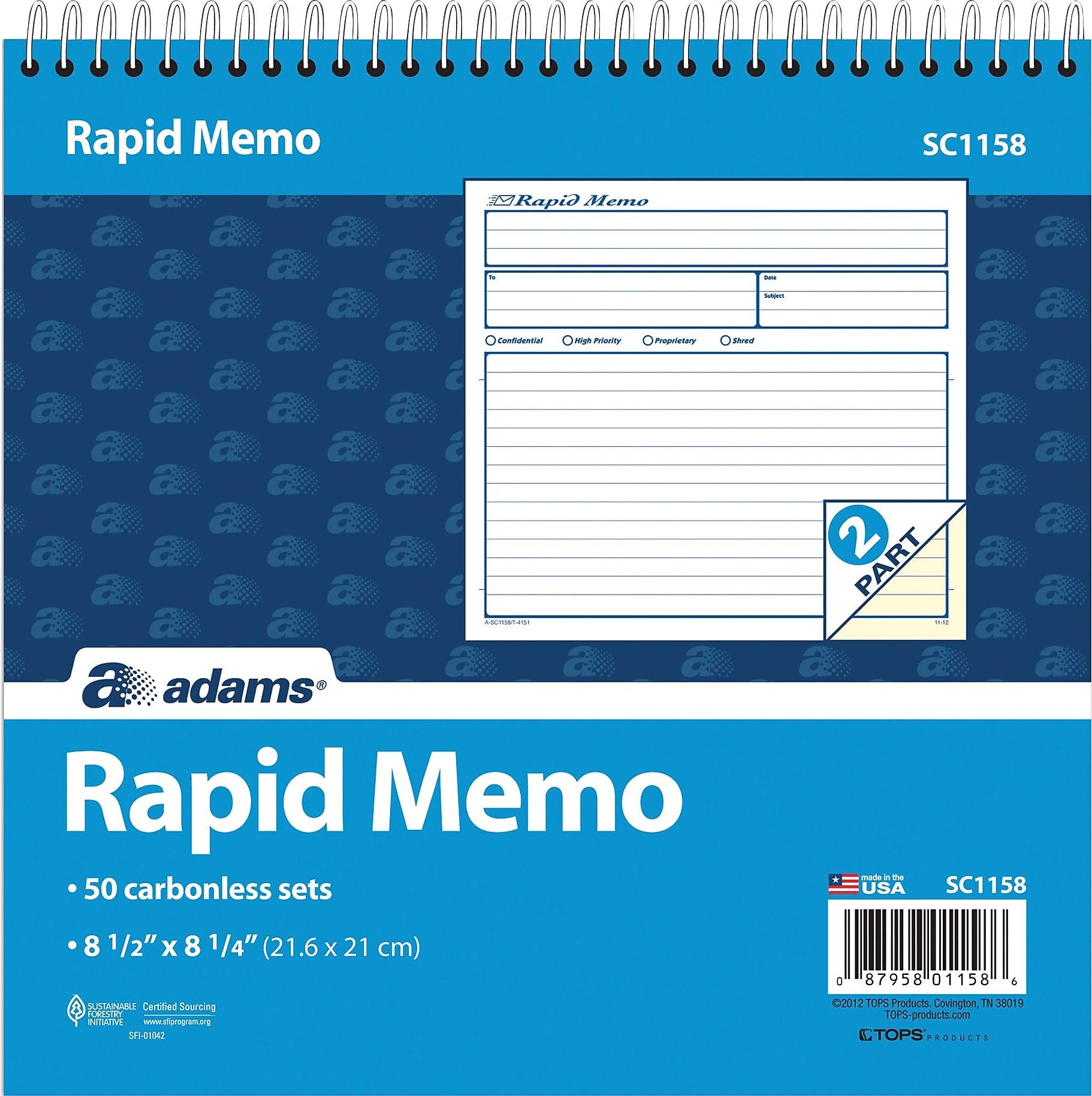 Adams Accounting Journal, 8.5" x 7.25", White, 50 Sheets/Book (SC1158)
