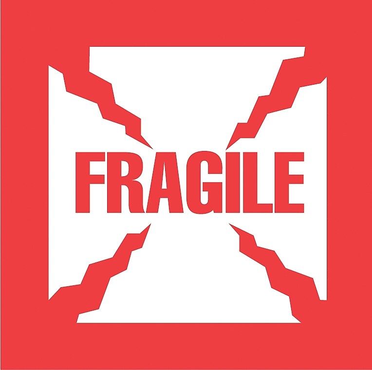 Decker Tape "Fragile" Label, 6" x 6", 500/Roll (DL1011)