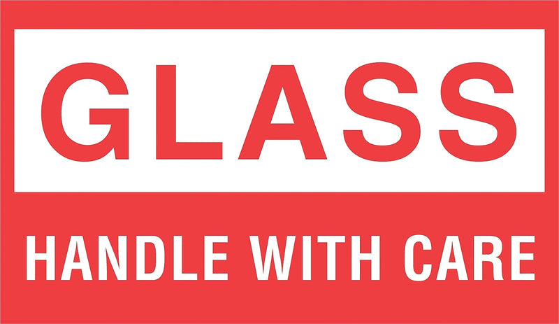 Decker Tape "Glass/Handle with Care" Label, 3" x 5", 500/Roll (DL1060C)